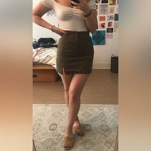 Army green mini skirt